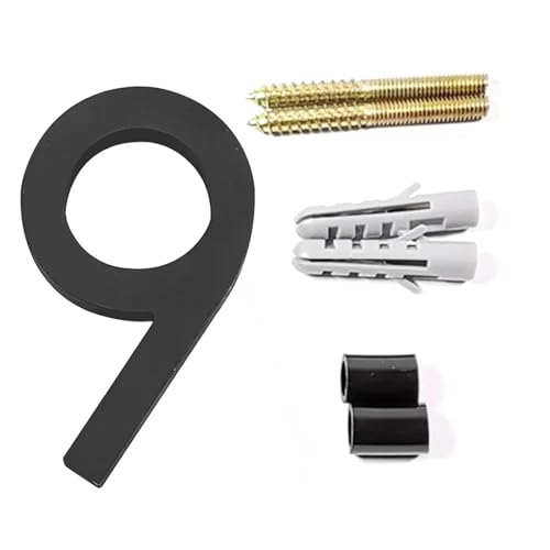 125mm Floating House Number 0-9 Alphabet A/B/C 5 Inch Screw Mounted Door Home Outdoor Address Plaque Dash Slash Sign(No.9 black) von DYYEUAVT