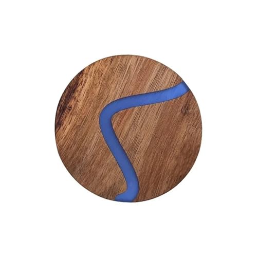 2 stücke Harz Coaster Holz Isolierung Pad Runde Kreative Tee Tasse Kaffee Essen Matte(Blue) von DYYEUAVT