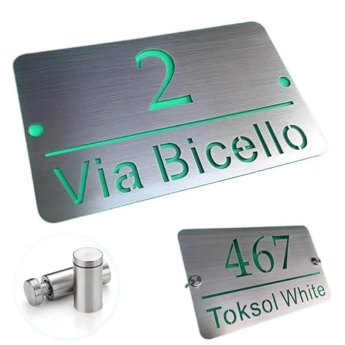 20cm/30cm Stainless Steel Door Plates Hollow House Numbers Custom Signs Outdoor Floating Street Road Garden Metal Address Boards(20 x 12 cm) von DYYEUAVT