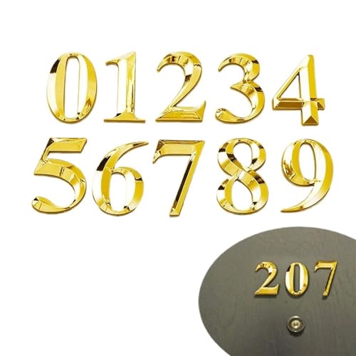3D Gold Self Adhesive Door Number Sign Digit Apartment Hotel Office Address Street Stickers Plate(Golden 9) von DYYEUAVT