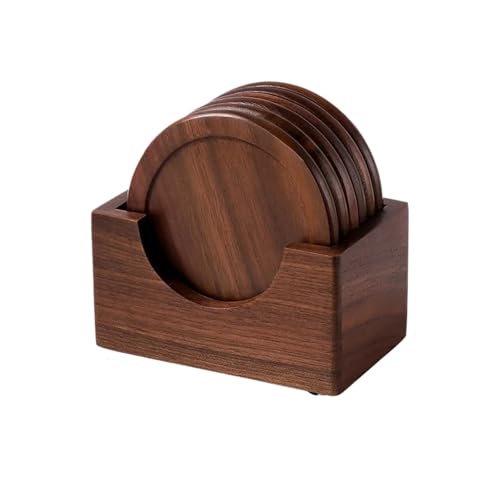 6 Teile/Satz Massivholz Coaster Runde Quadrat Buche Blank Tasse Matte Hitzebeständige Tee Kaffee Pad Tischsets(Color 01) von DYYEUAVT
