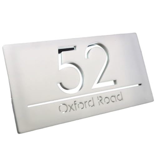 Black Gold Personalized Laser Cut Custom Acrylic Modern 3D Floating House Number Sign Outdoor Street Family Name Plates Matte(White Silver) von DYYEUAVT