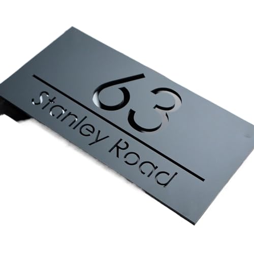 Custom Laser Cut Sign House Number Outdoor Personalized Street Home Plaque Modern Acrylic Matte 3D(Black (Black Text),24x45cm (9.5x17.7in)) von DYYEUAVT