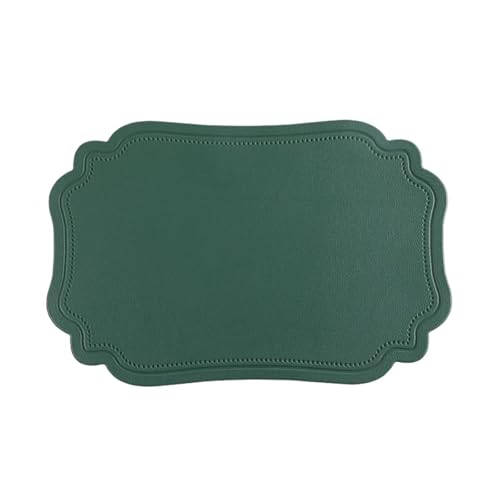 DYYEUAVT 2/4/6pcs Irregular Tableware Pad Placemats Table Mat for Kitchen Dining Imitation Leather Wedding Decor(Green,30x45cm 6pcs) von DYYEUAVT