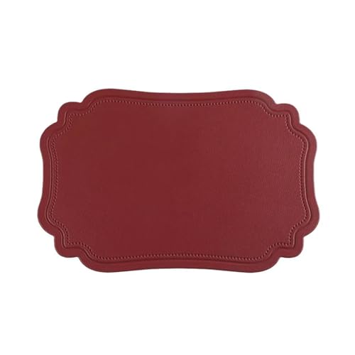 DYYEUAVT 2/4/6pcs Irregular Tableware Pad Placemats Table Mat for Kitchen Dining Imitation Leather Wedding Decor(Red,30x45cm 4pcs) von DYYEUAVT
