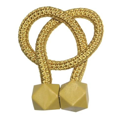 DYYEUAVT 2 Stück Magnet Vorhang Raffhalter Würfel Ball Schnalle Vorhang Cilp Magnetische Raffhalter Holdback Zubehör Vorhänge Halter Seilgurt(Gold) von DYYEUAVT