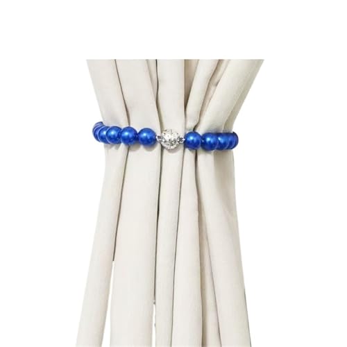DYYEUAVT 2PCS Perlenvorhang Schnalle Riemen Magnetische Vorhang Raffhalter Seil Hause Dekorative Vorhang Halter Perle Perlen Vorhang Holdbacks(Deep Blue 2PCS,40cm) von DYYEUAVT