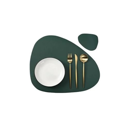 DYYEUAVT 4/10Sets Schwarz Oval Geformt Tischset Und Untersetzer Küche Leder Tisch Matte Pad Decor Zubehör Party(Green,10sets) von DYYEUAVT