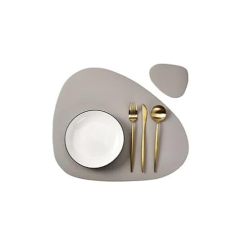 DYYEUAVT 4/10Sets Schwarz Oval Geformt Tischset Und Untersetzer Küche Leder Tisch Matte Pad Decor Zubehör Party(Grey,10sets) von DYYEUAVT