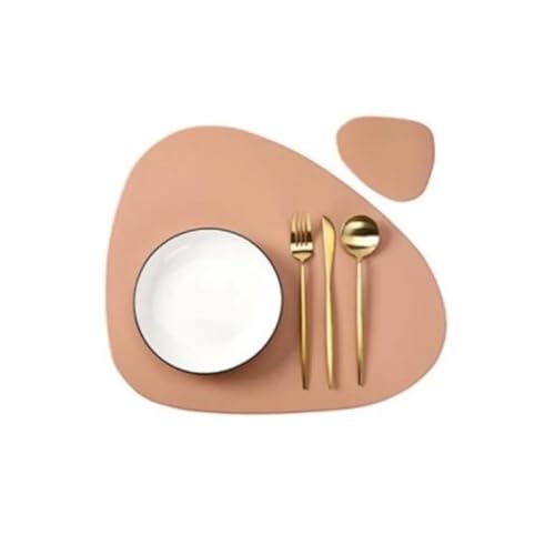 DYYEUAVT 4/10Sets Schwarz Oval Geformt Tischset Und Untersetzer Küche Leder Tisch Matte Pad Decor Zubehör Party(Pink,4sets) von DYYEUAVT