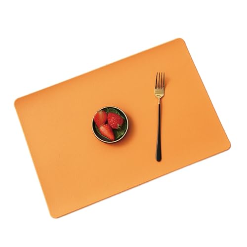 DYYEUAVT 4/6 STÜCKE Schwarze Tischsets Weihnachtstischdekoration Quadratische Kunstleder Geschirrunterlage Tischset Dekoration(Orange,4pcs 30x45cm) von DYYEUAVT