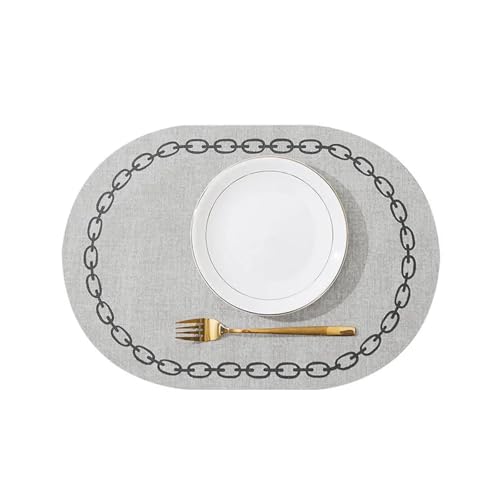 DYYEUAVT 4 stücke Oval Tisch Tischset Faux Leder Küche Esszimmer Creme Pad Ort Matte Geschirr Cafe Zubehör(Light Grey) von DYYEUAVT