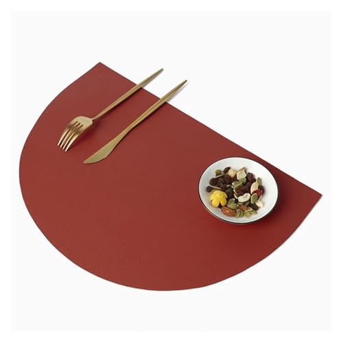 DYYEUAVT Halbrundes Esstisch-Tischset, gelbe Matten, stilvolle Wärmedämmung, Platz, Küchenzubehör(Red) von DYYEUAVT