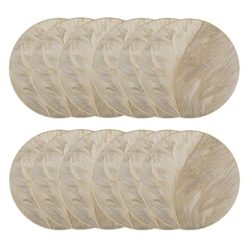 DYYEUAVT Runde Tischsets, rutschfeste, hitzebeständig, gepresster Platz for Abendessen, Dekoration, Küchenzubehör(12PCS) von DYYEUAVT