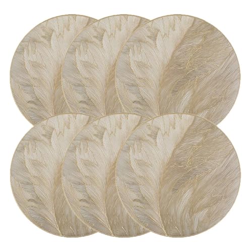 DYYEUAVT Runde Tischsets, rutschfeste, hitzebeständig, gepresster Platz for Abendessen, Dekoration, Küchenzubehör(6PCS) von DYYEUAVT