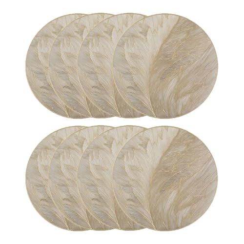 DYYEUAVT Runde Tischsets, rutschfeste, hitzebeständig, gepresster Platz for Abendessen, Dekoration, Küchenzubehör(8PCS) von DYYEUAVT