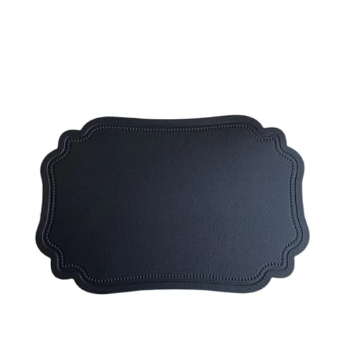 DYYEUAVT Unregelmäßiges Geschirr-Pad, Tischset, for Küche, Esszimmer, Kunstleder, Isolierung, wasserdicht, rutschfeste Tischsets(Black,2PCS_45X30CM) von DYYEUAVT
