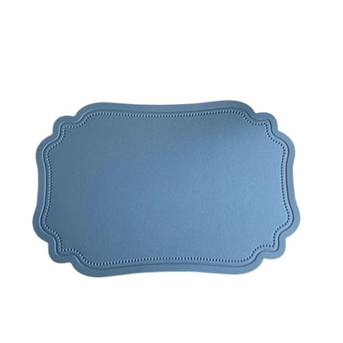 DYYEUAVT Unregelmäßiges Geschirr-Pad, Tischset, for Küche, Esszimmer, Kunstleder, Isolierung, wasserdicht, rutschfeste Tischsets(Blue,4PCS_45X30CM) von DYYEUAVT