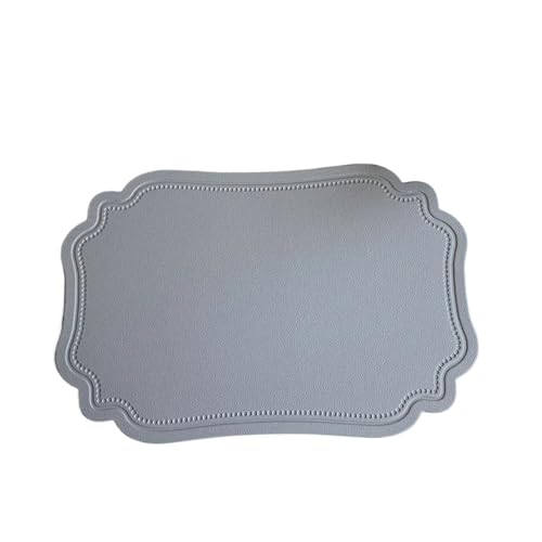 DYYEUAVT Unregelmäßiges Geschirr-Pad, Tischset, for Küche, Esszimmer, Kunstleder, Isolierung, wasserdicht, rutschfeste Tischsets(Gray,2PCS_45X30CM) von DYYEUAVT