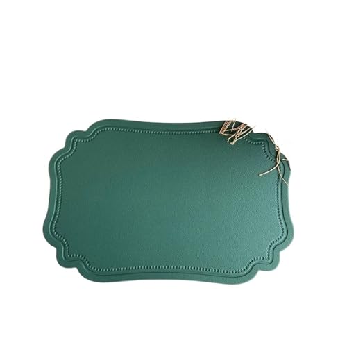 DYYEUAVT Unregelmäßiges Geschirr-Pad, Tischset, for Küche, Esszimmer, Kunstleder, Isolierung, wasserdicht, rutschfeste Tischsets(Green,2PCS_45X30CM) von DYYEUAVT