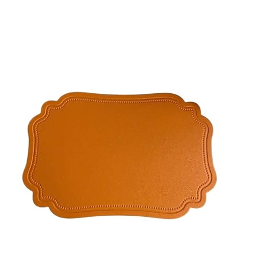 DYYEUAVT Unregelmäßiges Geschirr-Pad, Tischset, for Küche, Esszimmer, Kunstleder, Isolierung, wasserdicht, rutschfeste Tischsets(Orange,2PCS_45X30CM) von DYYEUAVT