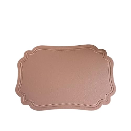 DYYEUAVT Unregelmäßiges Geschirr-Pad, Tischset, for Küche, Esszimmer, Kunstleder, Isolierung, wasserdicht, rutschfeste Tischsets(Pink,4PCS_45X30CM) von DYYEUAVT