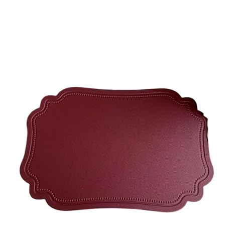 DYYEUAVT Unregelmäßiges Geschirr-Pad, Tischset, for Küche, Esszimmer, Kunstleder, Isolierung, wasserdicht, rutschfeste Tischsets(Red,4PCS_45X30CM) von DYYEUAVT