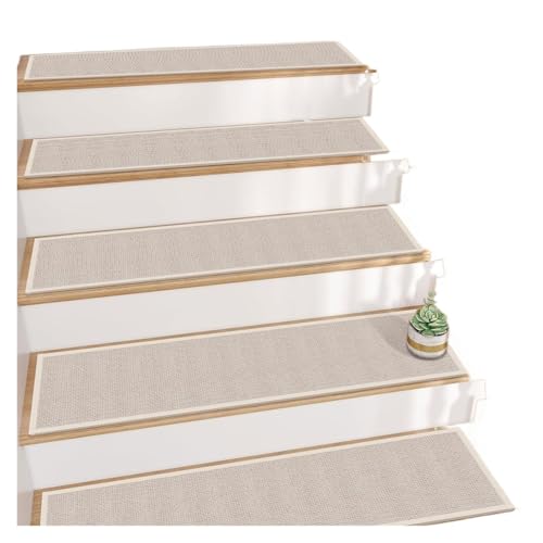 DYYEUAVT rutschfeste Treppenstufen for Holzstufen im Innenbereich, 15 Stück beige Treppenteppiche mit Gummirücken und wasserabweisender(Beige) von DYYEUAVT