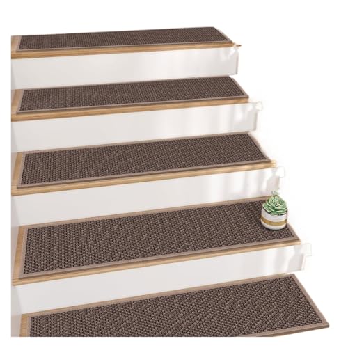 DYYEUAVT rutschfeste Treppenstufen for Holzstufen im Innenbereich, 15 Stück beige Treppenteppiche mit Gummirücken und wasserabweisender(Light Brown) von DYYEUAVT