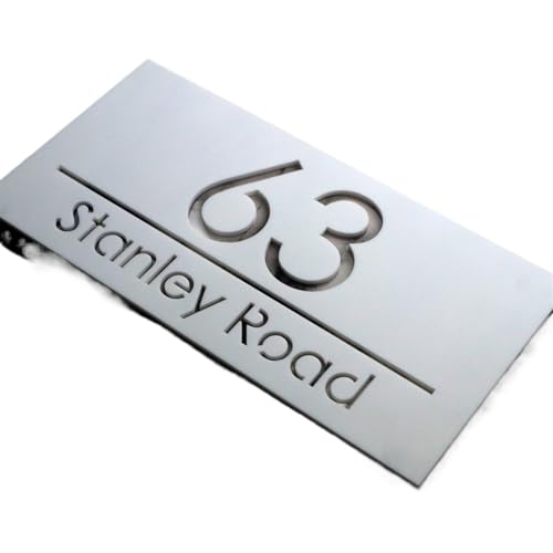 Personalised House Number Acrylic Sign Custom Street Name Address Outdoor Exterior Laser Cut Plate(White Hollow,20x40cm (7.9x15.8in)) von DYYEUAVT