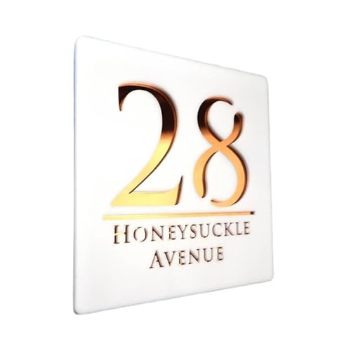 Personalized Acrylic House Number Matt Black Modern Numbers Sign Address Plaque Laser Cut 3d Custom Floating(White gold,18cm (7 inch)) von DYYEUAVT