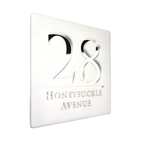 Personalized Acrylic House Number Matt Black Modern Numbers Sign Address Plaque Laser Cut 3d Custom Floating(White silver,18cm (7 inch)) von DYYEUAVT