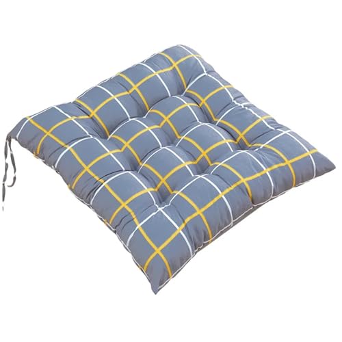 Quadratisches Stuhlkissen, weiche Leinen-Sitzmatte mit Bändern, waschbar, for Wohnzimmer, Sofa, Kissen, Sitzpolster, Dekor(C) von DYYEUAVT