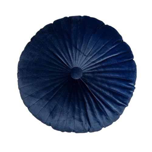 Samt Runde Kürbis Sitz Stuhl Kissen Taille Zurück Sofa Kissen Kopfstütze Rad Kissen Mit Kern Hause Textil Dekoration(Dark Blue) von DYYEUAVT