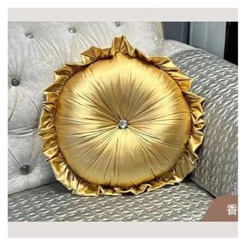 Satin Rundes Kürbiskissen Taille Rückenkissen Kopfstütze Rad Sitzkissen Sofa Schlafzimmer Heimtextilien Dekoration(Pink) von DYYEUAVT