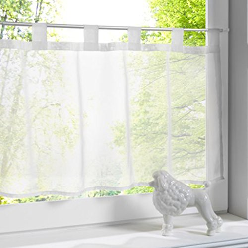 DYZ Uni Farbe Voile Scheibengardine Ella mit Schlaufen (1 Stück) Weiß H/B: 45/120 cm von DYZ