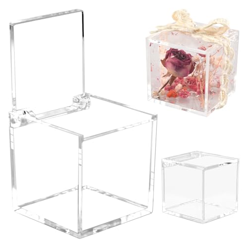 DZAEMOSIIE 20 Stück Transparente Gastgeschenke Hochzeit, Taufe Kommunion Durchsichtig Acrylbox, Kleine Quadratische Acryl Würfel, Quadratische Acrylbox mit Deckel, Pralinen Transparente würfel, 5x5x5 von DZAEMOSIIE