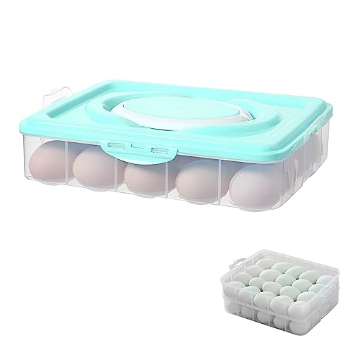 2 Schichten Kunststoff Ei Box, Kunststoff Eierablagen,48 Eier Tragbare Ei-Aufbewahrungsbox, Eierbehälter Eierhalter kühlschrank mit Deckel Eierhalter Box für Kühlschrank, Küche von DZAY