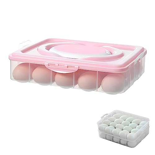 2 Schichten Kunststoff Ei Box, Kunststoff Eierablagen,48 Eier Tragbare Ei-Aufbewahrungsbox, Eierbehälter Eierhalter kühlschrank mit Deckel Eierhalter Box für Kühlschrank, Küche von DZAY