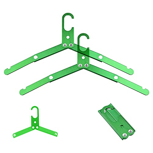 2 Stück Faltbare Kleiderbügel aus Aluminium, Reisekleiderbügel Wäscheständer Tragbarer Jackenbügel Anzugbügel Collapsible Hanger Reisebügel für Reise, Outdoor, Camping und Haushalt (Grün) von DZAY