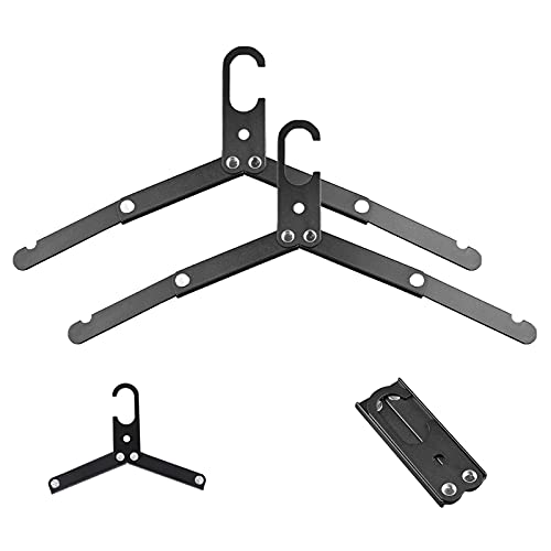 2 Stück Faltbare Kleiderbügel aus Aluminium, Reisekleiderbügel Wäscheständer Tragbarer Jackenbügel Anzugbügel Collapsible Hanger Reisebügel für Reise, Outdoor, Camping und Haushalt (Schwarz) von DZAY