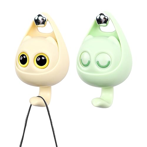 2 Stück Katze Haken Selbstklebend Wandhaken Kawaii Deko,Heavy Duty Süße Bunte Wand Dekorative Haken,Kreativer Ohne Bohren Mehrzweckhaken für Hüte,Mützen,Rucksäcken,Schlüsselhalter,Wanddekoration von DZAY