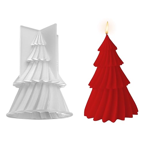 3D Weihnachtsbaum Kerzenform, Kreativer Weihnachtsbaum mit Origami, Weihnachten Kerzenform Zum Gießen, Kerze Silikonform, 3D Desktop Tannenbaum für DIY Seife Schokolade Kerzenherstellung Ornament von DZAY