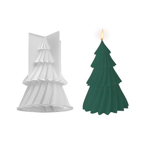 3D Weihnachtsbaum Kerzenform, Kreativer Weihnachtsbaum mit Origami, Weihnachten Kerzenform Zum Gießen, Kerze Silikonform, 3D Desktop Tannenbaum für DIY Seife Schokolade Kerzenherstellung Ornament von DZAY