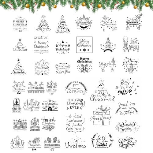 4 Stück Silikonstempel Weihnachten,Klare Stempel Adventskalender Stempel Frohe Weihnachten,Silikonstempel Sprüche Deutsch Stempel für Kartenherstellung Weihnachten Geschenk Scrapbooking (01) von DZAY