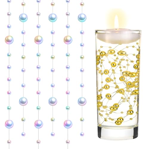 5m Wasserperlen Durchsichtig für Vasenfüller Schnur Perlen,Schwebende Perlen Wasser Vase Deko Weihnachtsperle für Hydroperlen,Schwimmende Kerze Perlenkette,Tisch,Hochzeit,Party Dekor (Farbe) von DZAY