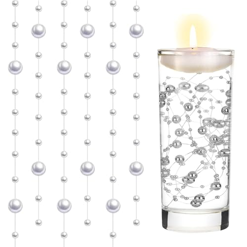 5m Wasserperlen Durchsichtig für Vasenfüller Schnur Perlen,Schwebende Perlen Wasser Vase Deko Weihnachtsperle für Hydroperlen,Schwimmende Kerze Perlenkette,Tisch,Hochzeit,Party Dekor (Silber) von DZAY