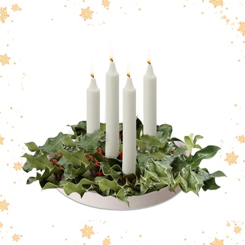 Adventsgesteck mit Kerzenhalter,Metall Adventsschale mit Kerzenständer Magnet,Weihnachtsgesteck Adventskranz Modern Stabkerzen Kerzenleuchter mit 4 Adventskerzenhalter Weihnachtsdeko Tisch (Khaki) von DZAY