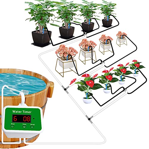 Automatisches Bewässerungssystem für Indoor Bewässerungssystem Balkon Pflanzen Bewässerungssystem,30-Tage Timer Setting für bis zu 12 Zimmerpflanzen mit Wasserpumpe Blumenbeet,Terrasse Topfpflanzen von DZAY
