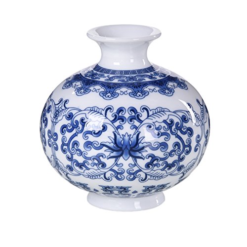 Blaue und Weiße Porzellanvasen, Keramik Blumenvasen Dekorative Vase, Vintage Chinesische Wind Blau-Weißen Porzellan Vase Glasur Porzellanvasen Art Vase für Blumenmalerei, Heimtextilien (A) von DZAY